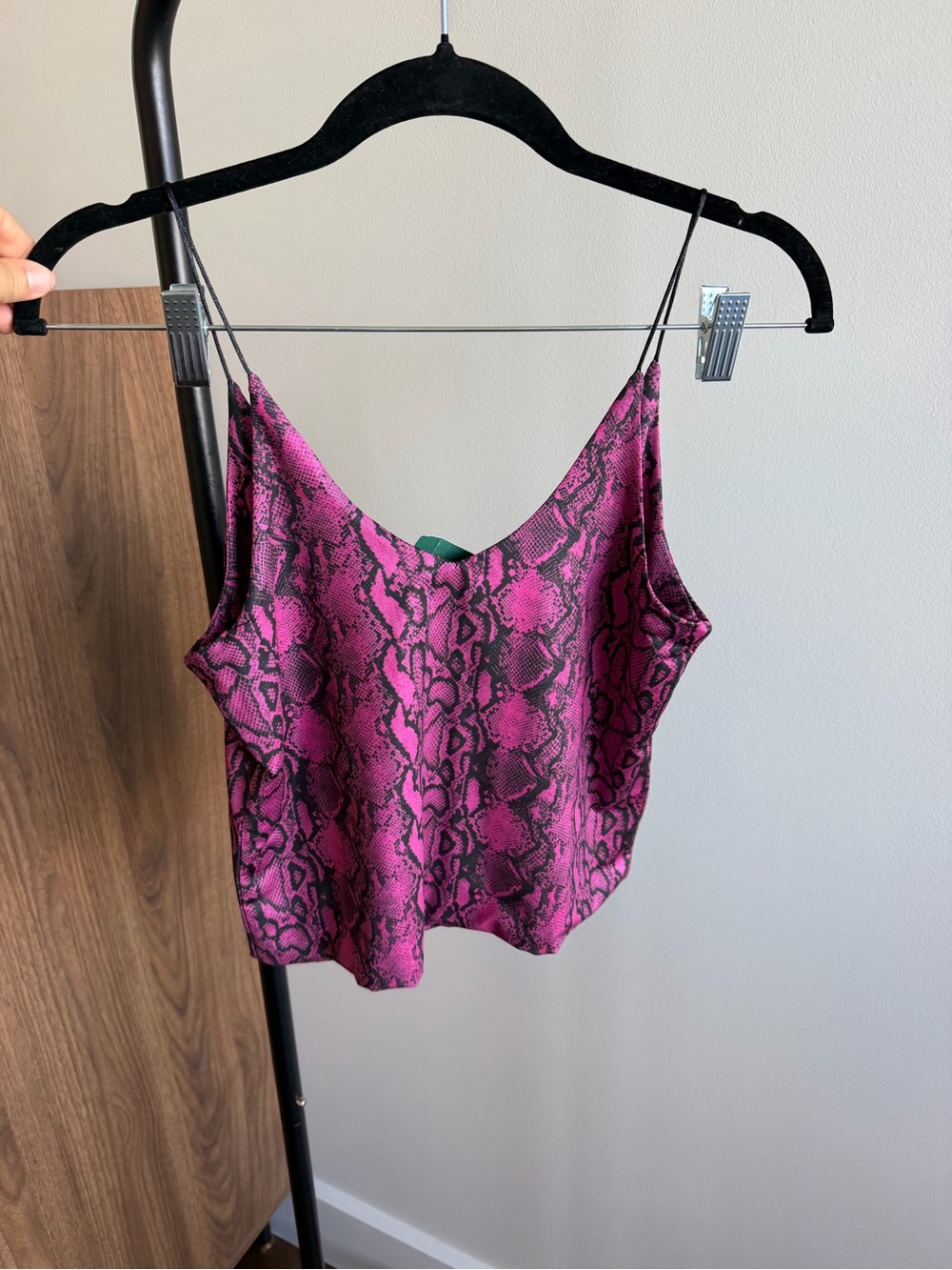 Twik Simons Pink Black Snakeskin Print Double Strap Camisole Top NWT Size M - Picture 5 of 7